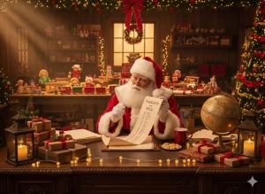 Santa by the fireside example design