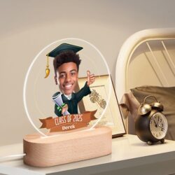 Personalised Name Acrylic Round Lamp Night Light Home Decor