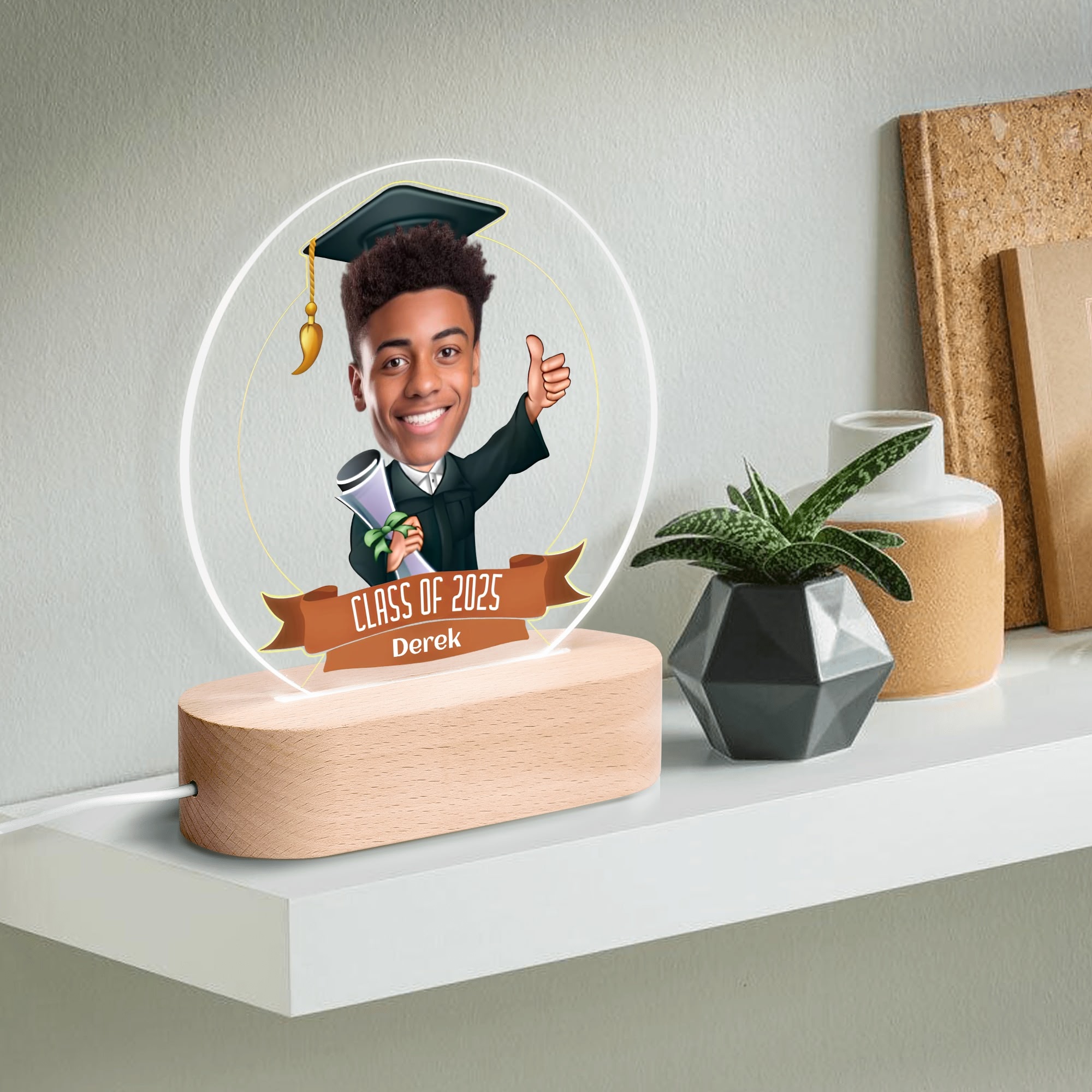 Personalised Name Acrylic Round Lamp Night Light Home Decor - Image 2